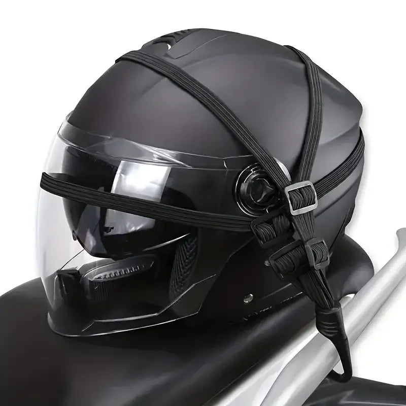 1Pc Motorcycle Elastic Suitcase with Safety Hook-Versatile Helmet Mesh Gear Transport Durable and Sleek for Daily Travel