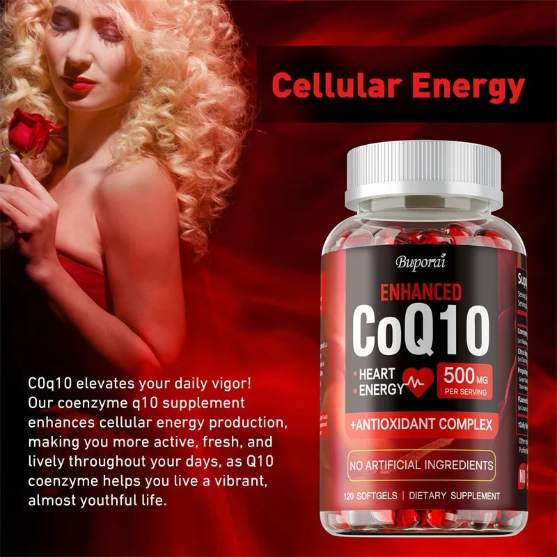 CoQ10 Supplement - Promotes Cardiovascular and Heart Health, Antioxidant, Provides Energy for Overall Health