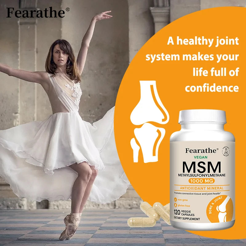 MSM 1000 Mg - 120 Veggie Capsules - Methylsulfonylmethane - Dietary Supplement Antioxidant, Supports & Strengthens Joints