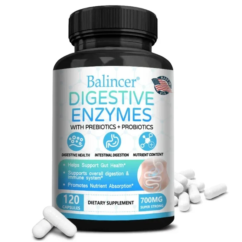 Digestive Enzyme with Prebiotic + Probiotic Supplement - Nutritional Digestive Health and Immune Support for Adult Men and Women