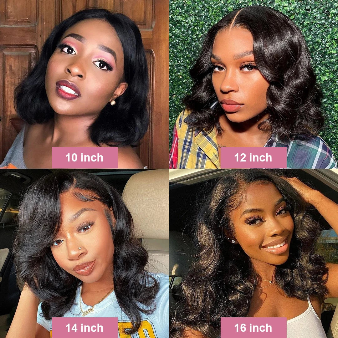 Side Part Wavy Short Bob Wigs Raw Vietnamese Virgin Hair Glueless Body Wave Human Hair Lace Frontal Pre Cut 13x4 Hd Lace Wig