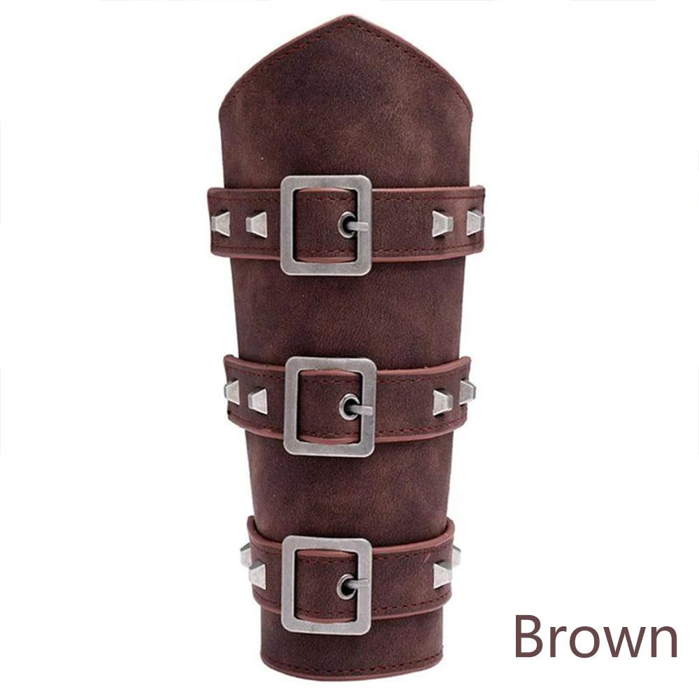Punk Hip Hop 1Pc Cosplay Leather Armor Arm Viking Bangles Pirate Knight Gauntlet Wristband Bracer Accessories New Men's Bracelet