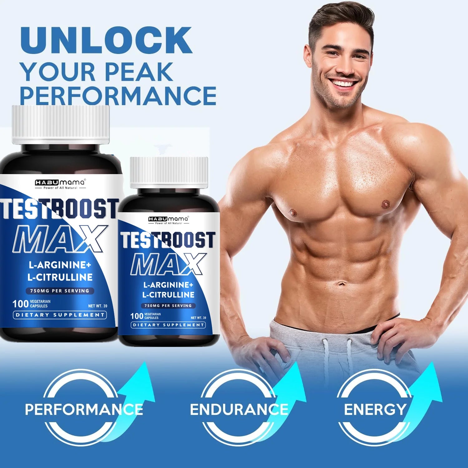100 tablets Male Supplement with L-arginine L-citrulline,Stamina & Energy Vegan | Discreet Ship