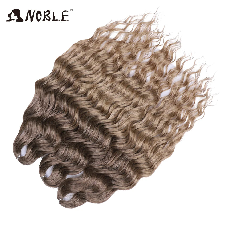 Noble 24 Inch Synthetic Hair Water Wave Braiding Hair Extensions Ombre Rainbow color Deep Wave Curl Twist Crochet Hair Extension