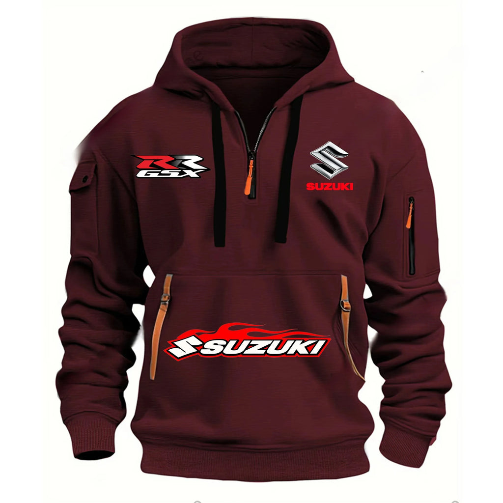 Suzuki men's sportswear, outdoor-style street motorcycle clothing, printed half-zipper street Harajuku clothing