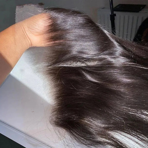 13x4 HD Lace Frontal Brazilian Straight Hair HD Transparent Lace Closure Pure-Hand Tied Human Hair Lace Closure 12-24 Inch