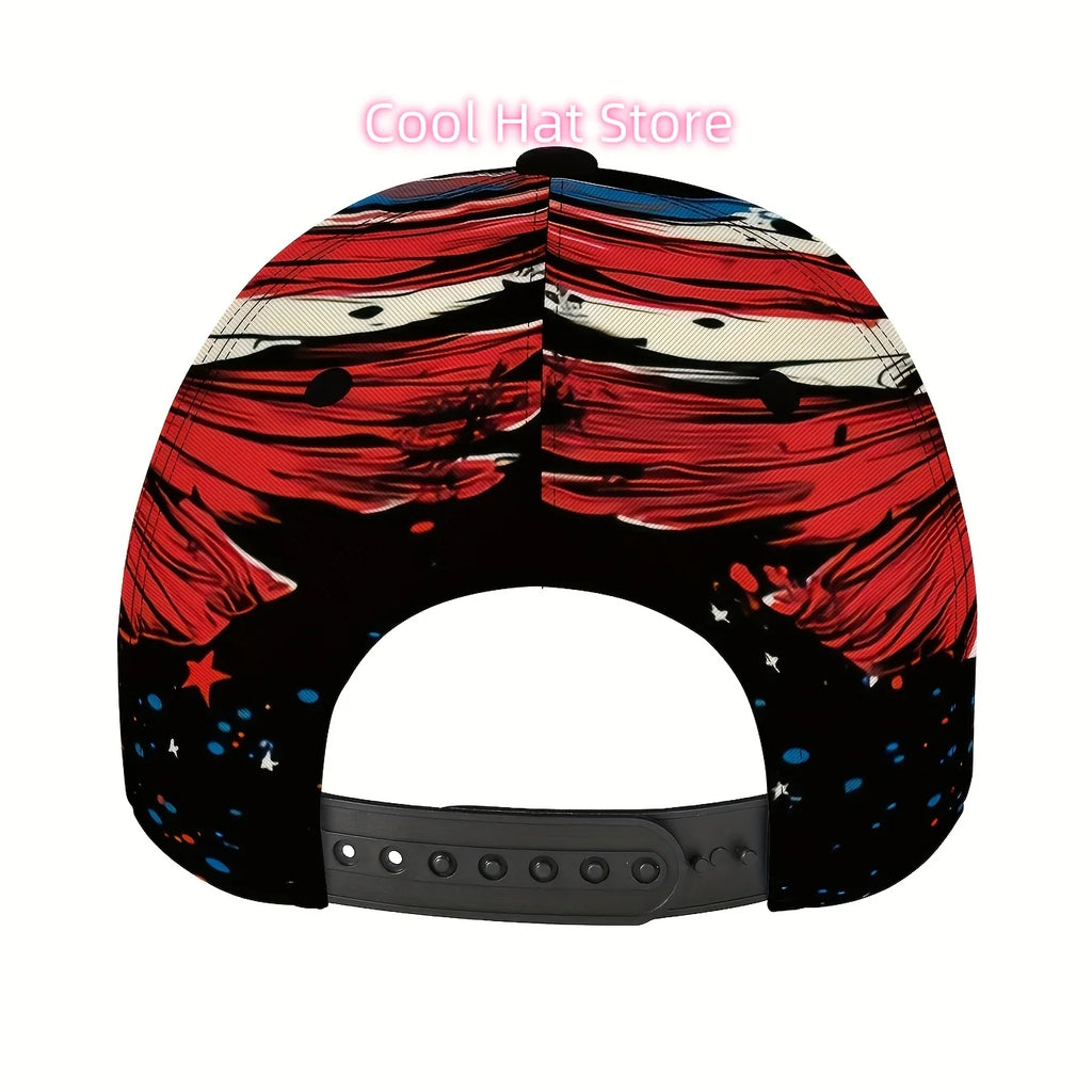 American Flag Eagle Printed Baseball Cap, Patriotic Pattern Hat,  Street-style Cap, Unisex, Adjustable Size, Suitable for Daily