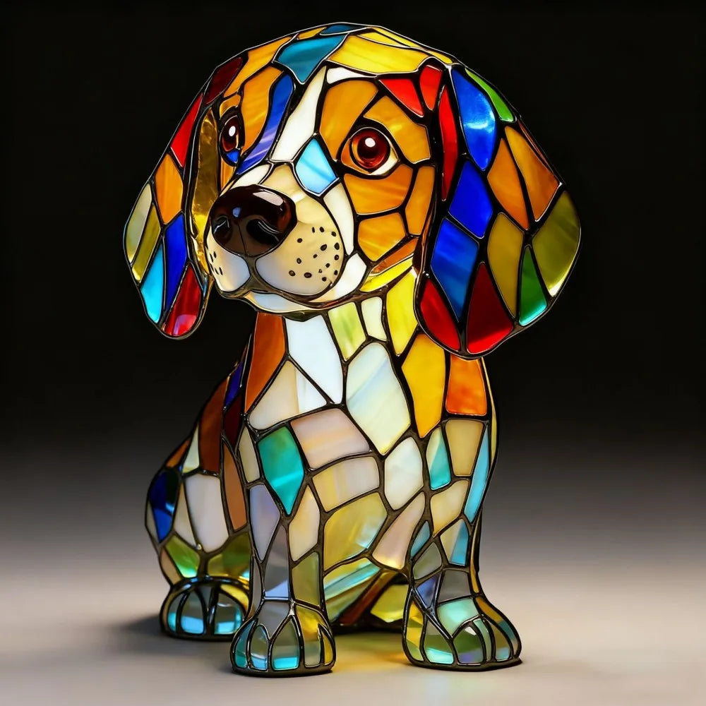 LED Night Light Glowing Dog Series Artistic Animal Statues French Bulldog Labrador Retriever Golden Retriever Resin Ornaments
