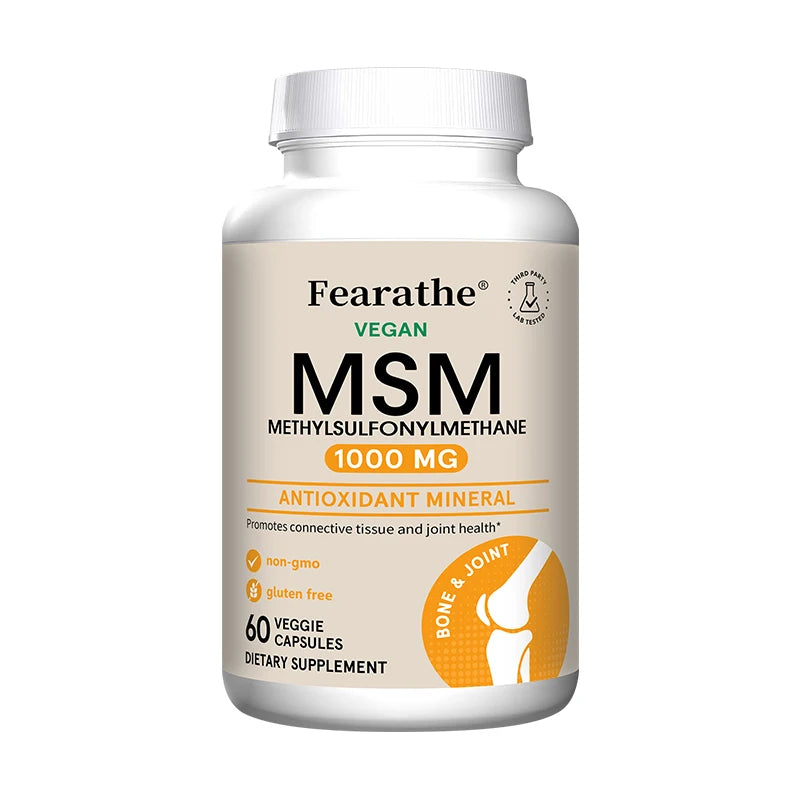 MSM 1000 Mg - 120 Veggie Capsules - Methylsulfonylmethane - Dietary Supplement Antioxidant, Supports & Strengthens Joints