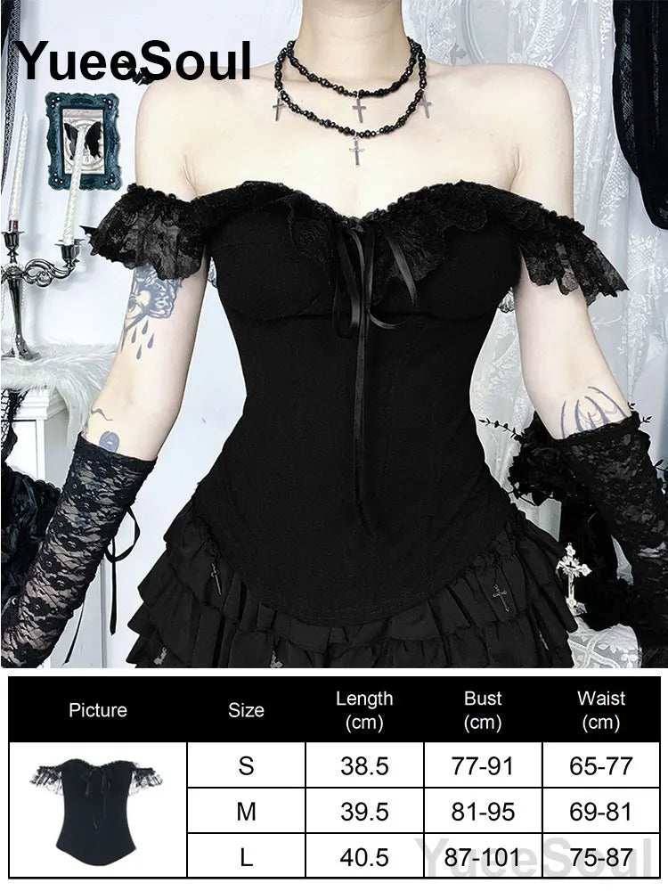 Gothic Crop Tops Black Lace Mesh Tanks Tops 2026 New Y2K Goth Punk Grunge Fairy Core Sexy Y2K Halloween 2000s Women Clothing