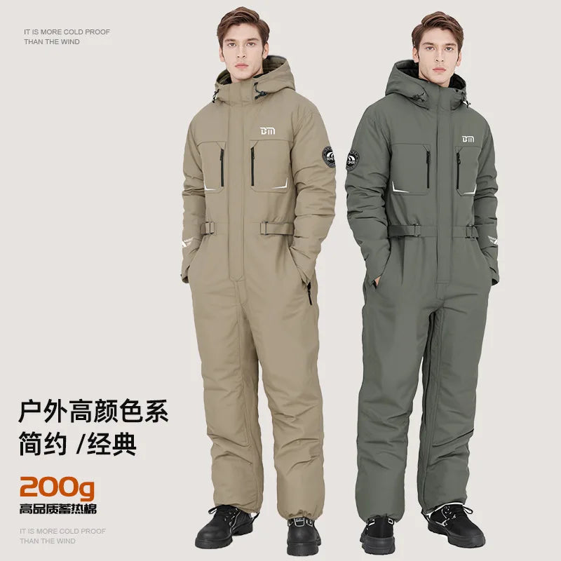 Motorcycle Riding Winter Coldproof Clothing Winter Fashion Waist Designwarm Cotton Jumpsuit Thickened Waterproof Snowmobile Suit