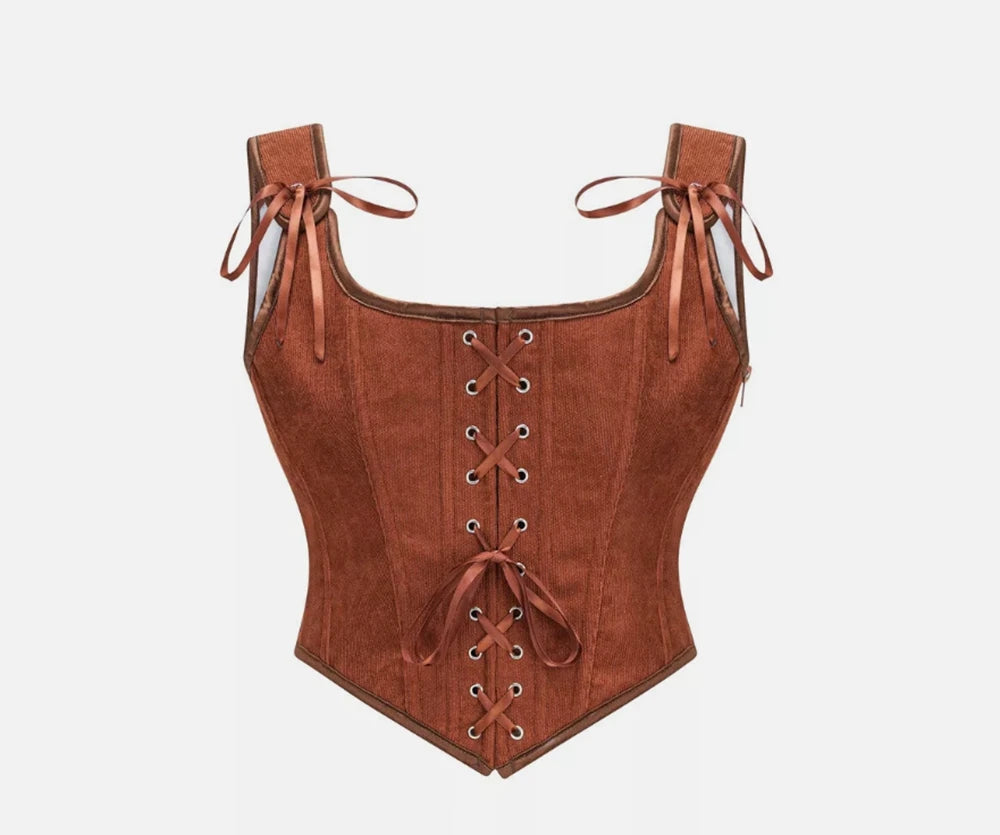 Women Renaissance Corset Front Lace Up U Back Bodice Corsets Victorian Bustier