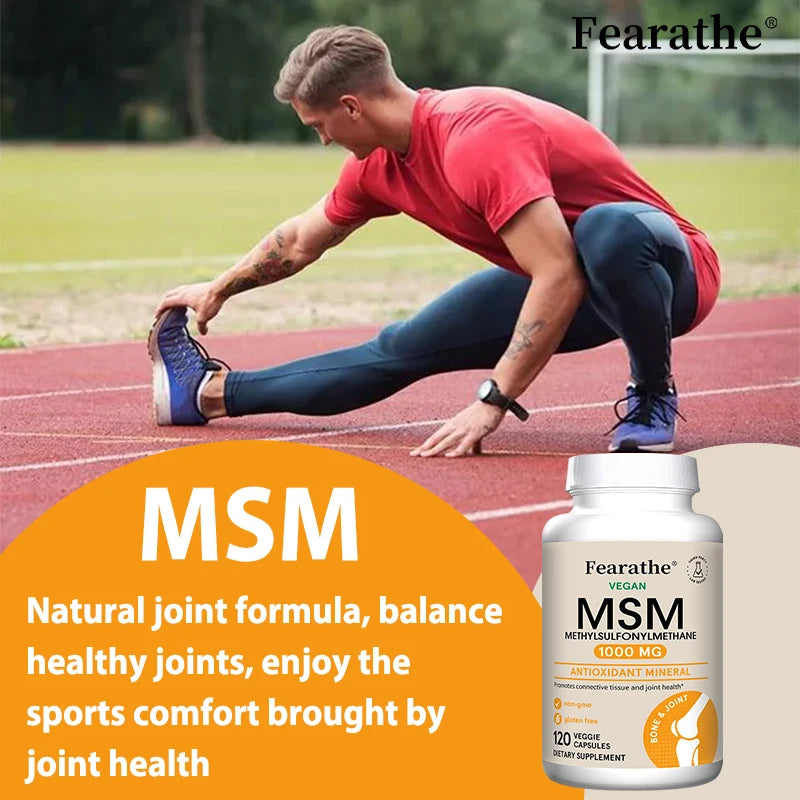 MSM 1000 Mg - 120 Veggie Capsules - Methylsulfonylmethane - Dietary Supplement Antioxidant, Supports & Strengthens Joints