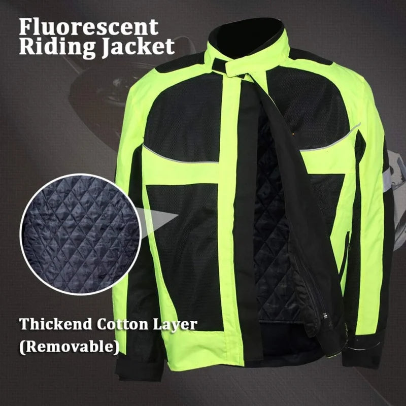 Motorcycle Racing Suit Waterproof and Breathable Motorcycle Riding Suit Reflective with Removable Lining Protective Equipment