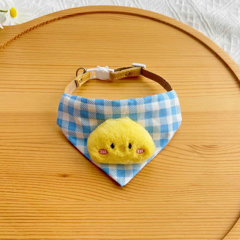 Dog Drool Bib Collar Pet Triangle Bib Cat Cartoon Bib Plaid Cute Outfit Dog Accessories For small Dogs