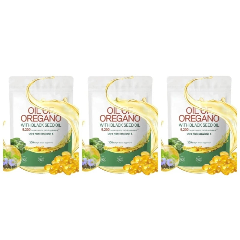 Oil of Oregano with Black Seed Balanced Capsules Organic Softgels Carvacrol Thymoquinone Dietary Supplement for Wellness