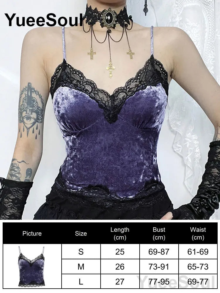 Gothic Crop Tops Black Lace Mesh Tanks Tops 2026 New Y2K Goth Punk Grunge Fairy Core Sexy Y2K Halloween 2000s Women Clothing