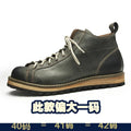 Motorcycle Riding Boots Men's Retro Leather Big Head Shoes British Work Thick Soles High Top Casual Boots