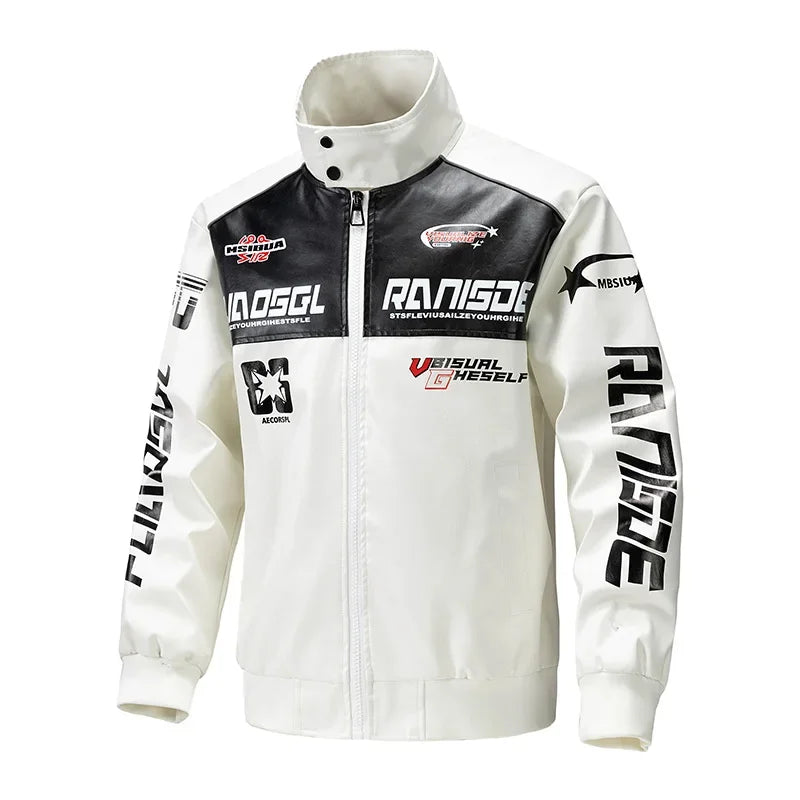 High Street Racing Motorcoss Jacket Men Motorbike Clothing Waterproof PU Leather Jacket 2024 Fashion Jackets Men Motorcycle Wear