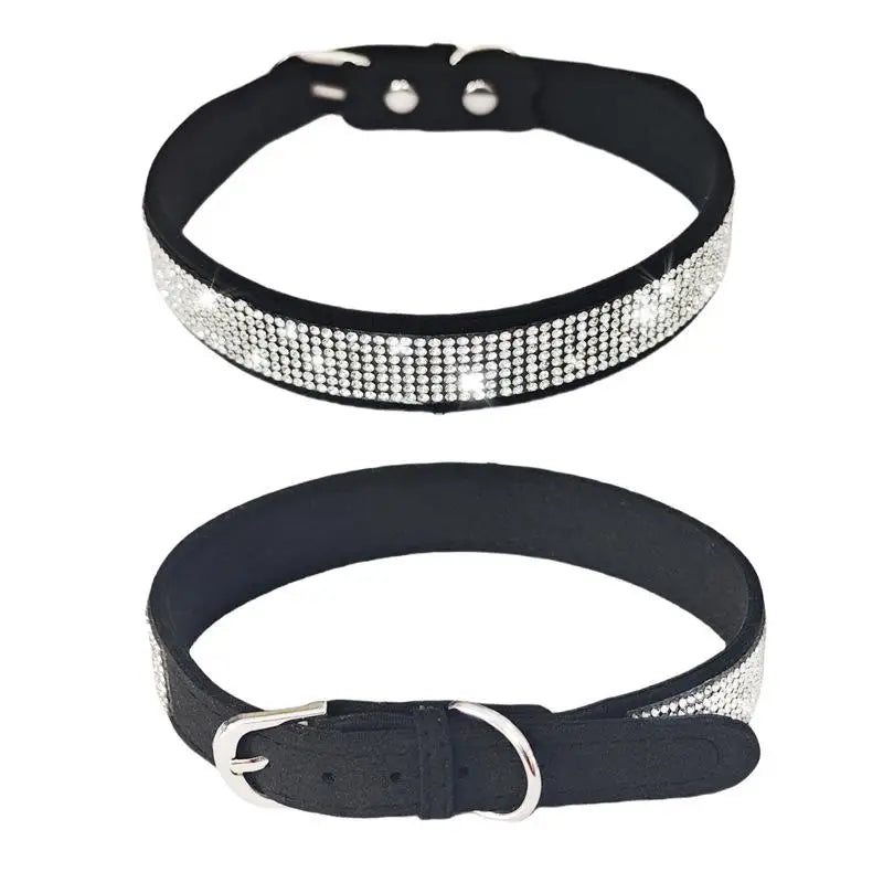 Crystal Dog Collar Comfortable Glitter Rhinestone Dog Collars Zinc Alloy Buckle Collar For Small Dogs Cats