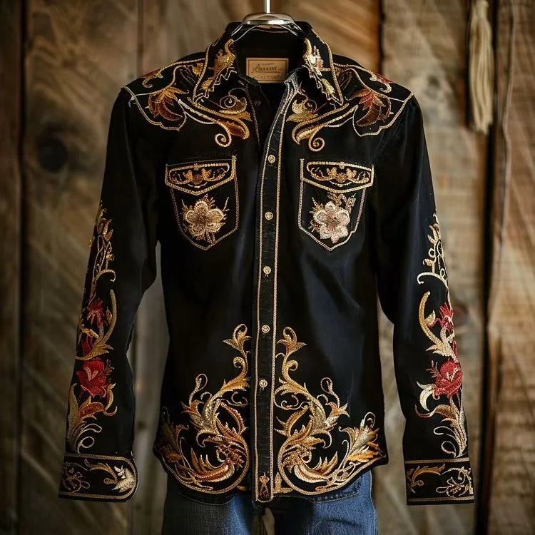 Vintage Men's Long Sleeve Shirt American US Flag Patriotic Shirt Button Up Streetwear Casual Comfort Polyester Slim Fit Shirts