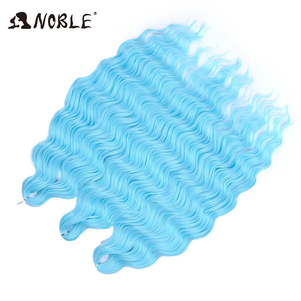 Noble 24 Inch Synthetic Hair Water Wave Braiding Hair Extensions Ombre Rainbow color Deep Wave Curl Twist Crochet Hair Extension