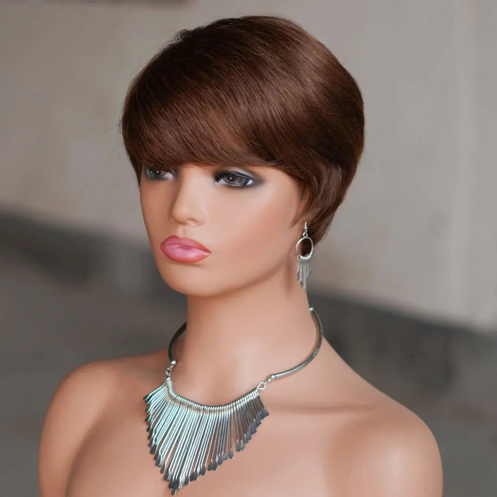 INS FACIN Short Bob Wigs None Lace Front Brazilian Remy Human Hair Wigs with Bangs Kinky Curly Wigs for Women 180% Density