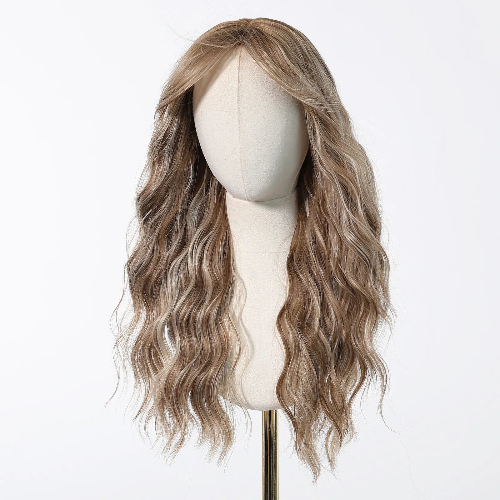 EASIHAIR Long Wavy Synthetic Wigs For Women Brown Blonde Highlight Wavy Wigs With Side Bangs Natural Wave Hair Daily Cosplay Wig