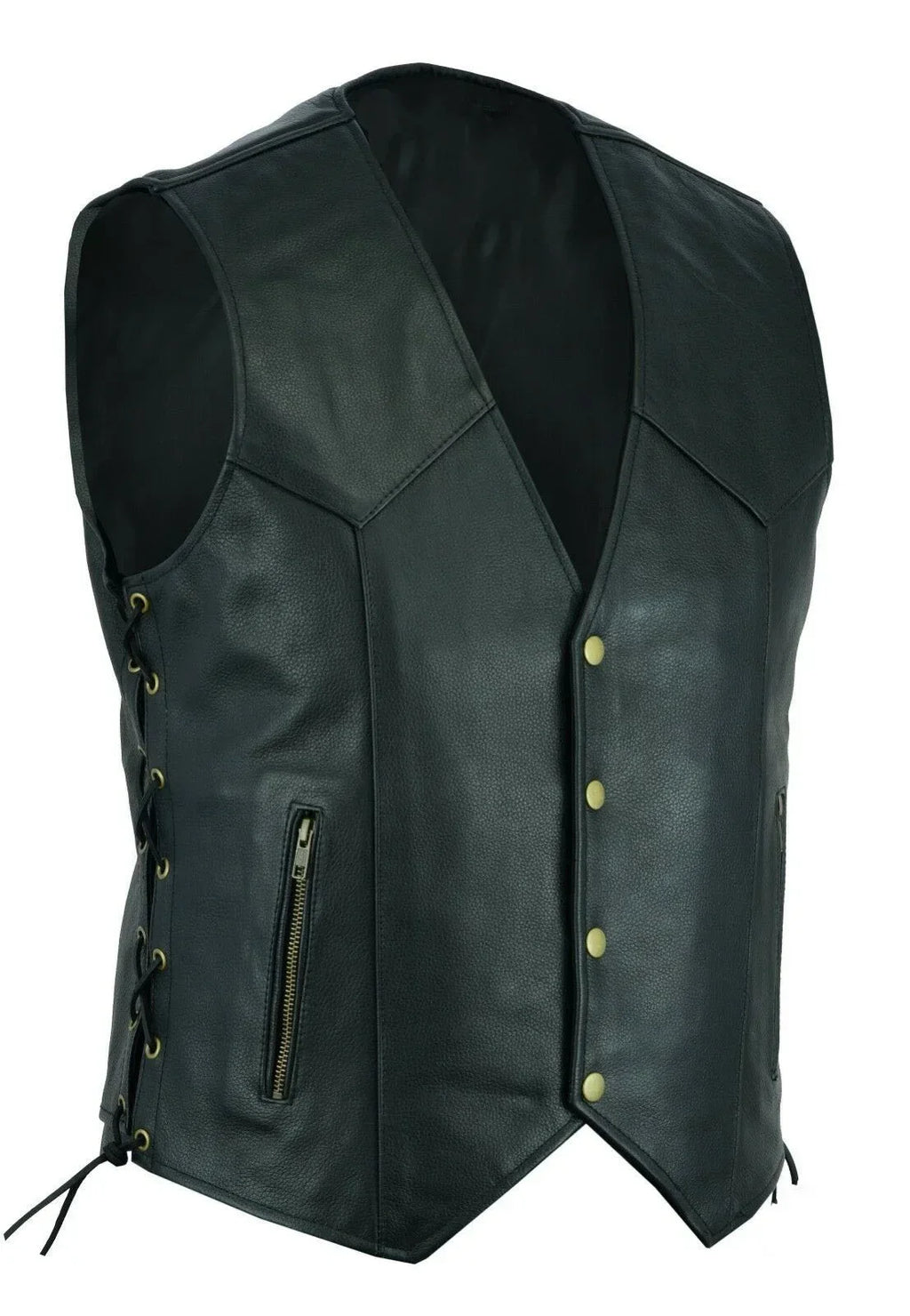 Vest Leather Punk Fashion Casual Coat Motorcycle Vest Men Solid Vest Fleet
