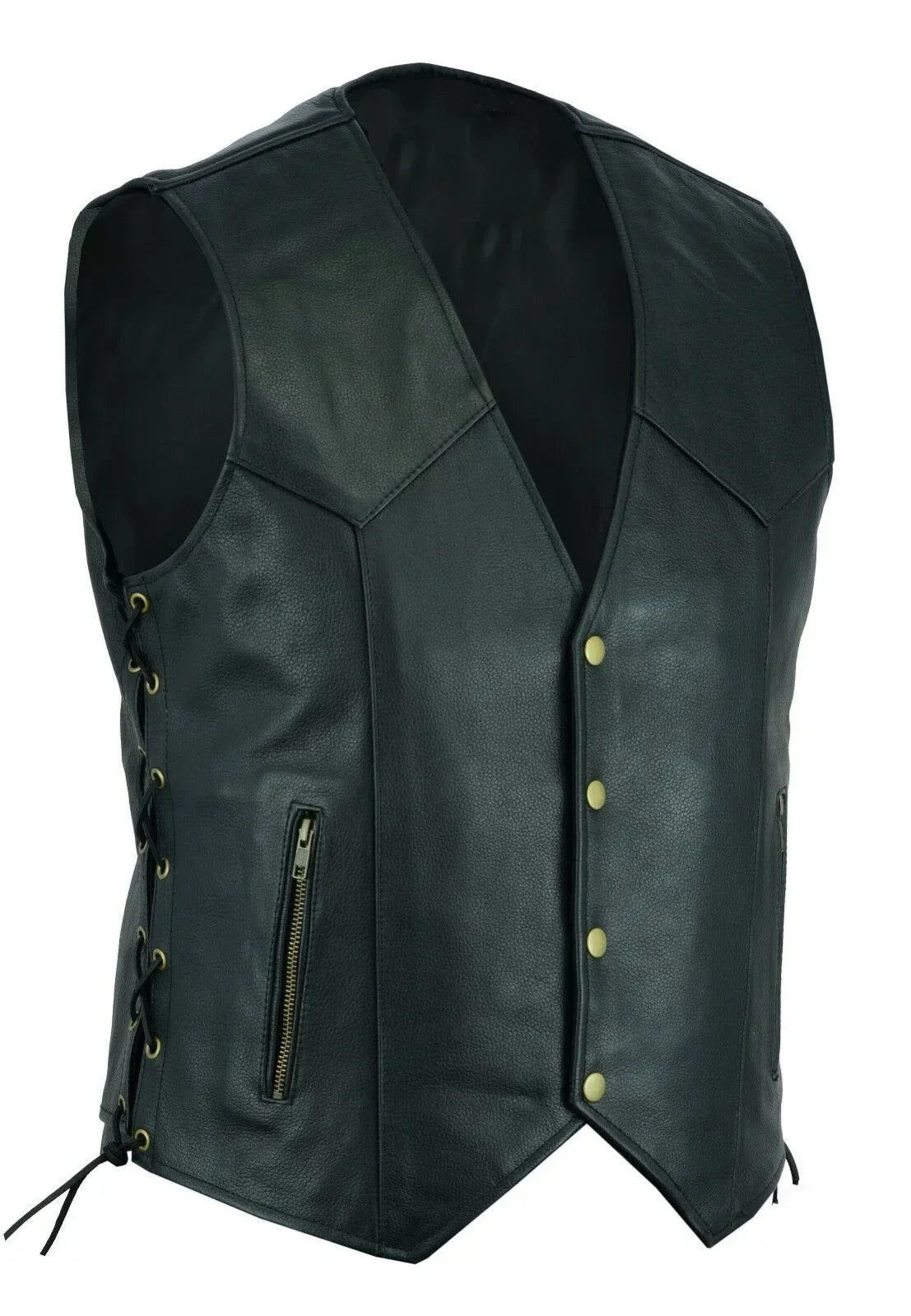 Vest Leather Punk Fashion Casual Coat Motorcycle Vest Men Solid Vest Fleet