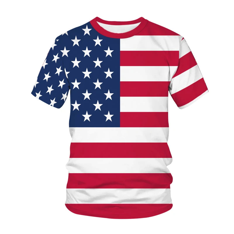 USA American Flag T-Shirts 3D Print Men Women Fashion Casual T Shirt Short Sleeve Oversized Harajuku Male Tops Tees Man Clothing
