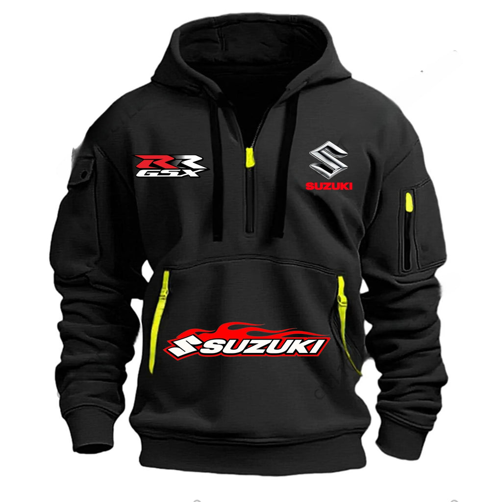 Suzuki men's sportswear, outdoor-style street motorcycle clothing, printed half-zipper street Harajuku clothing
