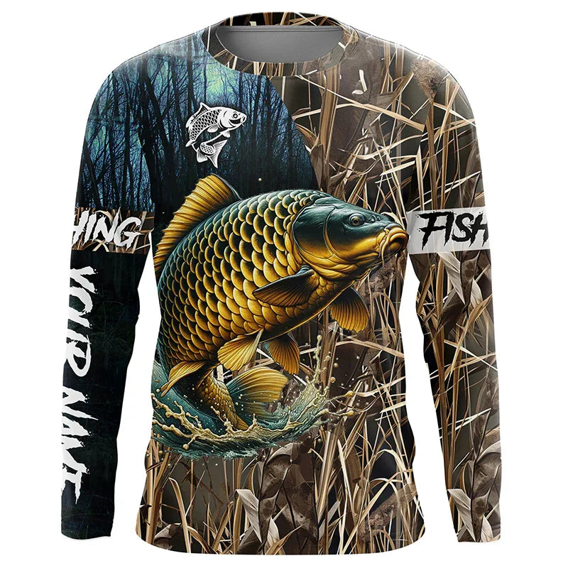 Fishing Long Sleeve Tshirt Hunting Camouflage 3d Print T-shirt Men Women Fashion Outdoor Sports Oversized Tops Tees Men Clothes