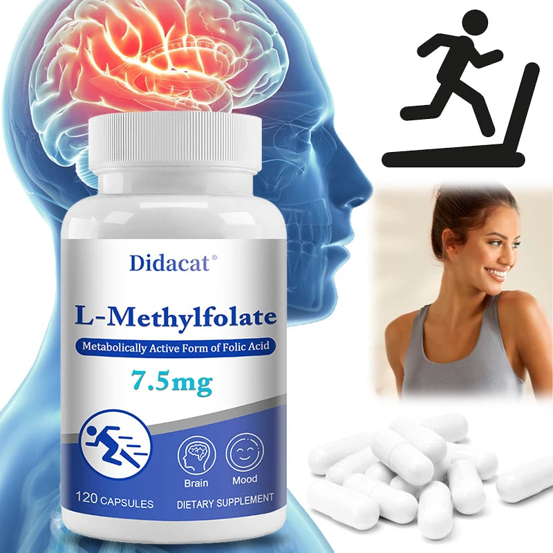 L-Methylfolate 7.5 Mg - L Methyl Folate, Methylfolate Supplement Capsules for Women & Men, Promote Brain Health, Focus, Calm