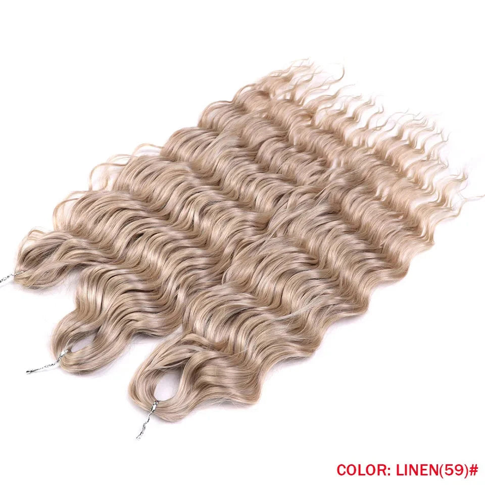 Noble 24 Inch Synthetic Hair Water Wave Braiding Hair Extensions Ombre Rainbow color Deep Wave Curl Twist Crochet Hair Extension