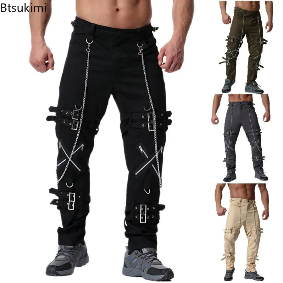 2026 Personality Men's Clothing Fashion Hip Hop Joggers Pants Punk Rock Cargo Pants Trend Streetwear Men Vintage Casual Trousers