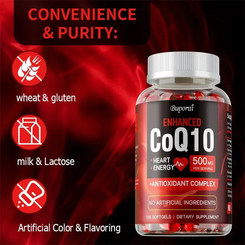 CoQ10 Supplement - Promotes Cardiovascular and Heart Health, Antioxidant, Provides Energy for Overall Health