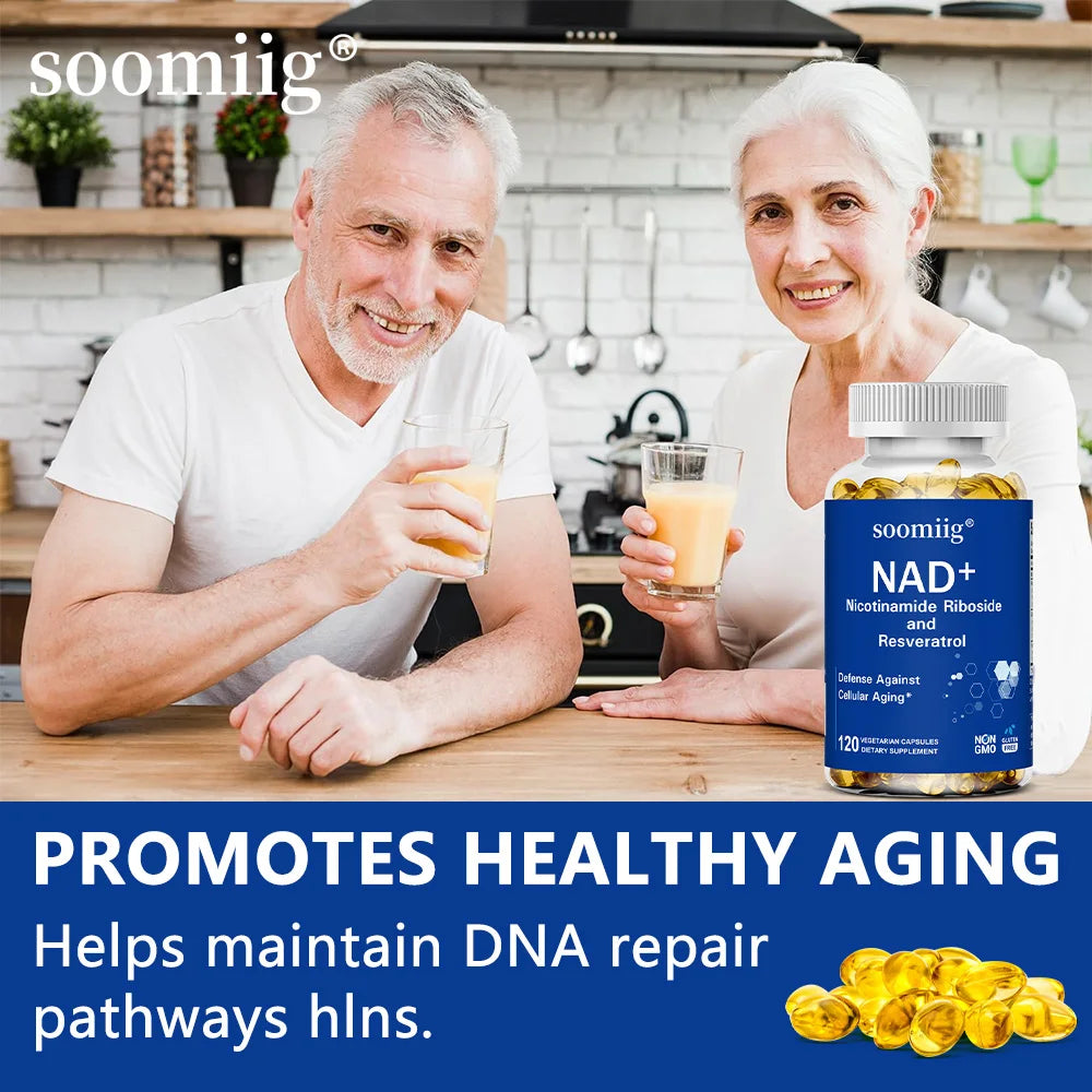 NAD Supplement, with Resveratrol - Support Cellular Health, Stamina & Healthy Aging, Promotes Blood Circulation