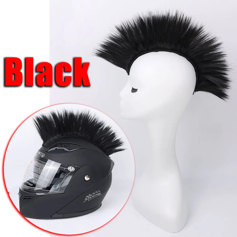 Helmet Mohawk Synthetic wig Decorative Riding Helmet Wig Adhesive Mohawk for Motorcycle Bicycle Ski lmost Helmet Accessories