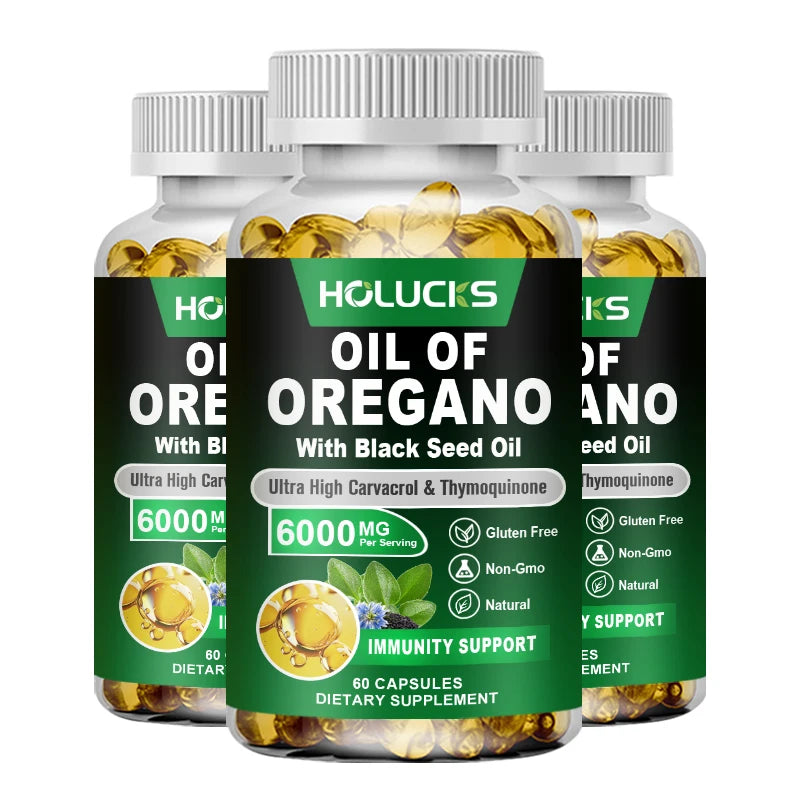 Pure Oil of Oregano Supplement, for Sinus Relief, Allergies & Healthy Immune Response, Respiratory & Gut Health, GMP Certified