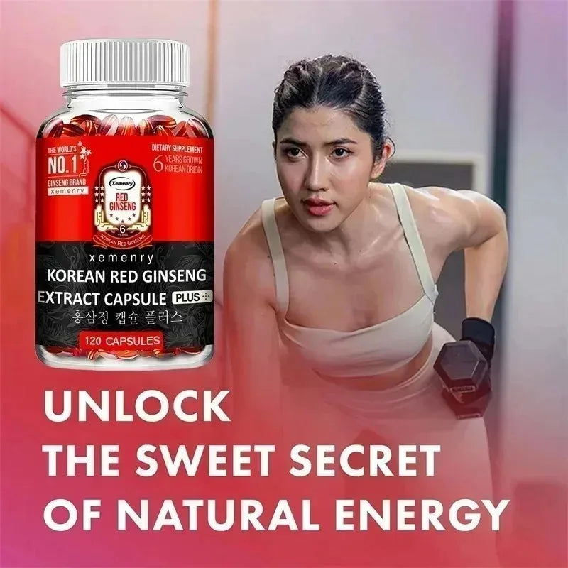 Korean Red Ginseng Supplement - Relieve Stress, Improve Mood, Boost Brain Function, and Strengthen The Immune System