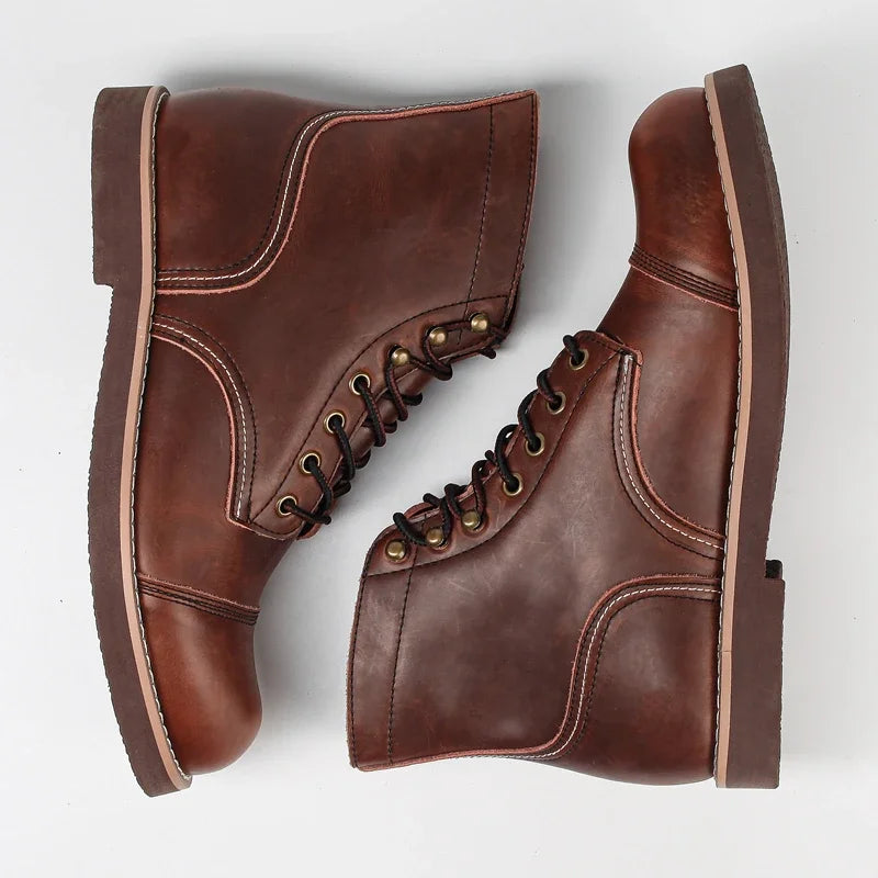 8111 Top Quality Casual Men Shoes Handmade Spring Autumn Ankle Boots Vintage Tooling Wings Cow Leather Motorcycle Boots Big Size