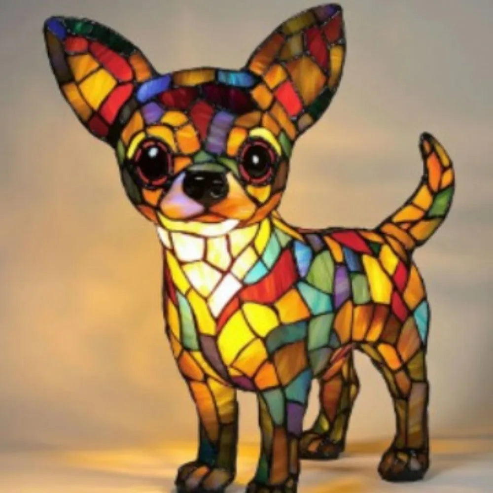 LED Night Light Glowing Dog Series Artistic Animal Statues French Bulldog Labrador Retriever Golden Retriever Resin Ornaments