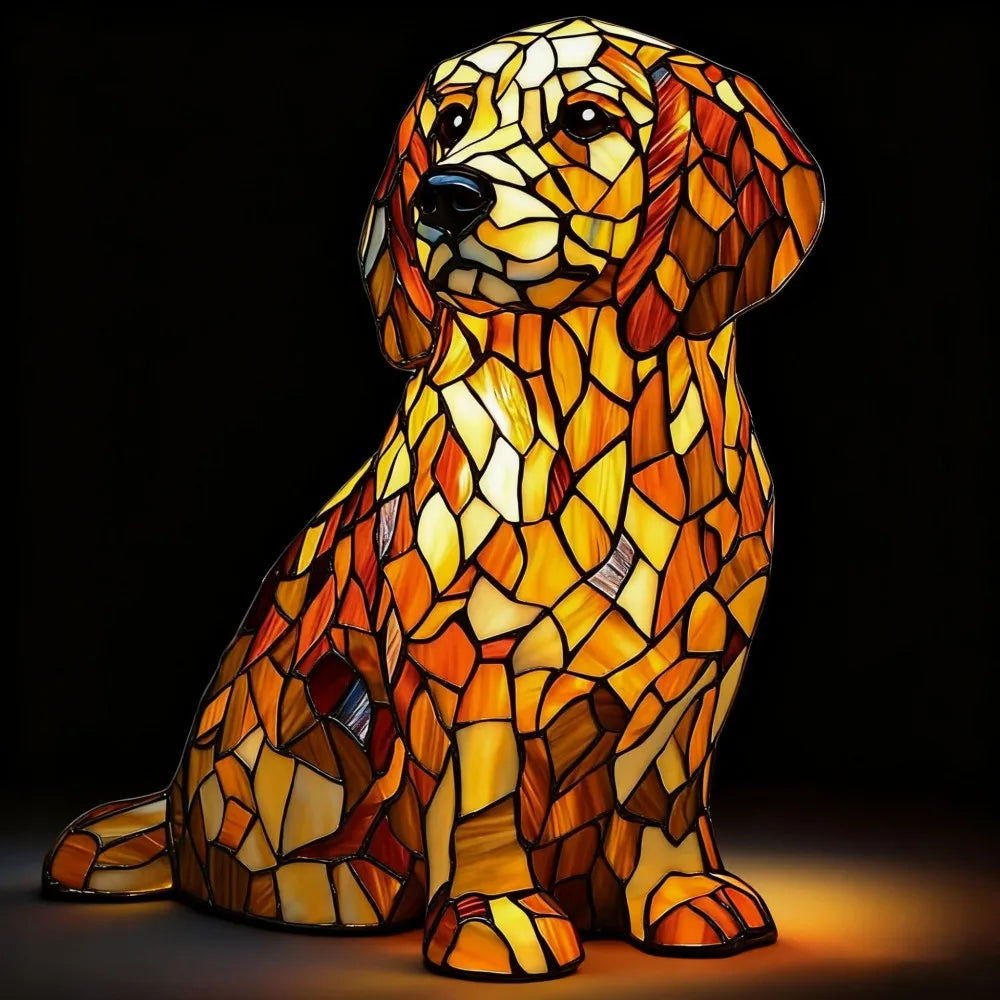 LED Night Light Glowing Dog Series Artistic Animal Statues French Bulldog Labrador Retriever Golden Retriever Resin Ornaments