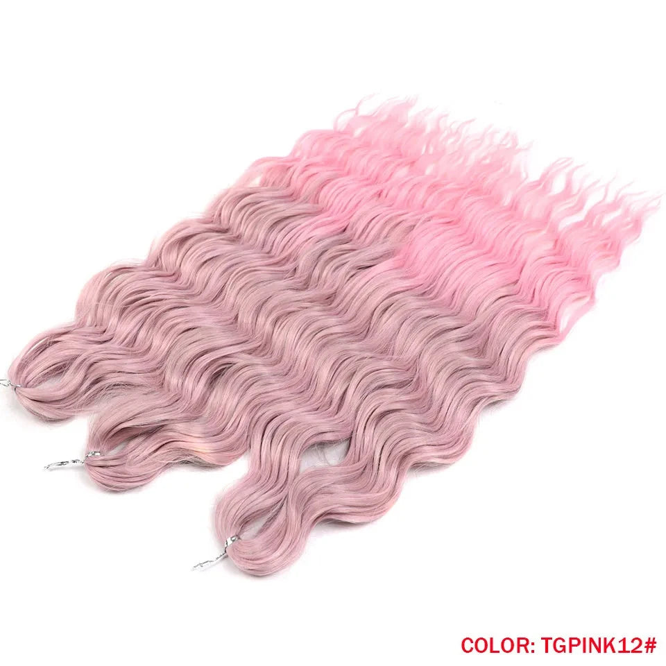 Noble 24 Inch Synthetic Hair Water Wave Braiding Hair Extensions Ombre Rainbow color Deep Wave Curl Twist Crochet Hair Extension