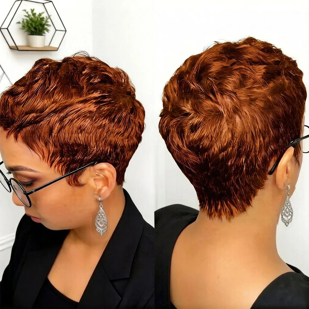 Pixie Cut Short Wig Human Hair Full Machine Made | Short Pixie Human Hair Wigs for Women