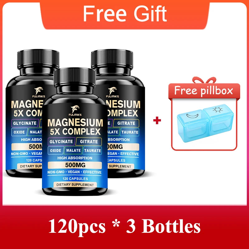 Full Spectrum Magnesium Complex Supplement, Support Bone Health, Healthy Blood Pressure & Overall Wellness, Non-GMO