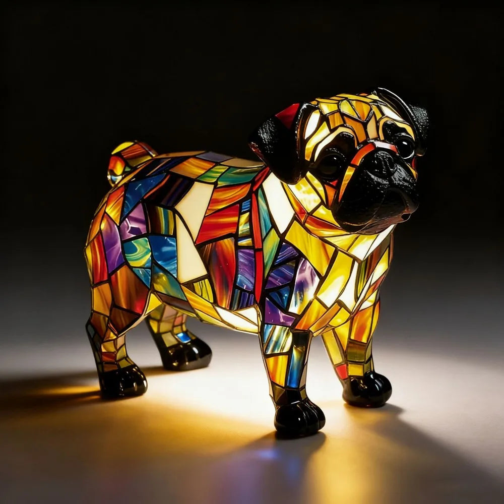 LED Night Light Glowing Dog Series Artistic Animal Statues French Bulldog Labrador Retriever Golden Retriever Resin Ornaments