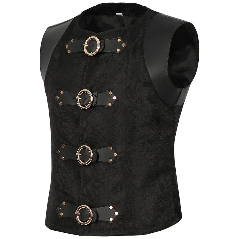 Medieval Jacket Gothic Mens Victorian Suit Vest Steampunk Gothic Waistcoat Men's Casual Vest Stage Show Costume Evening Dress