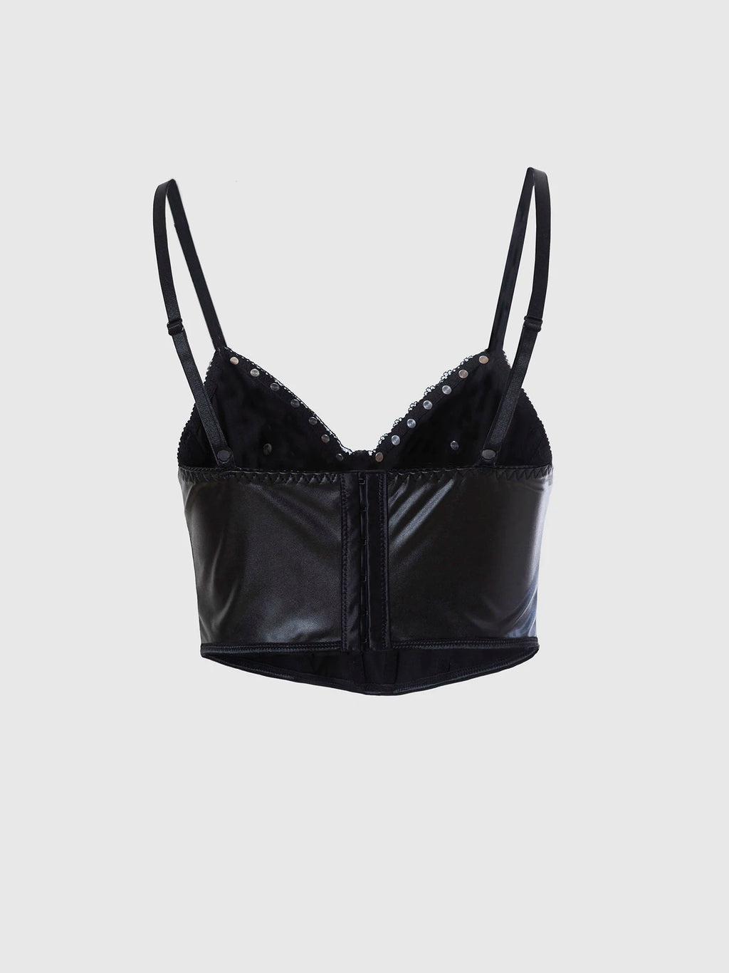 Punk Style Leather Halter Top with Metal Ring Cross Decoration Dark Sexy Outfit/Cosplay Top for Trendy Girls